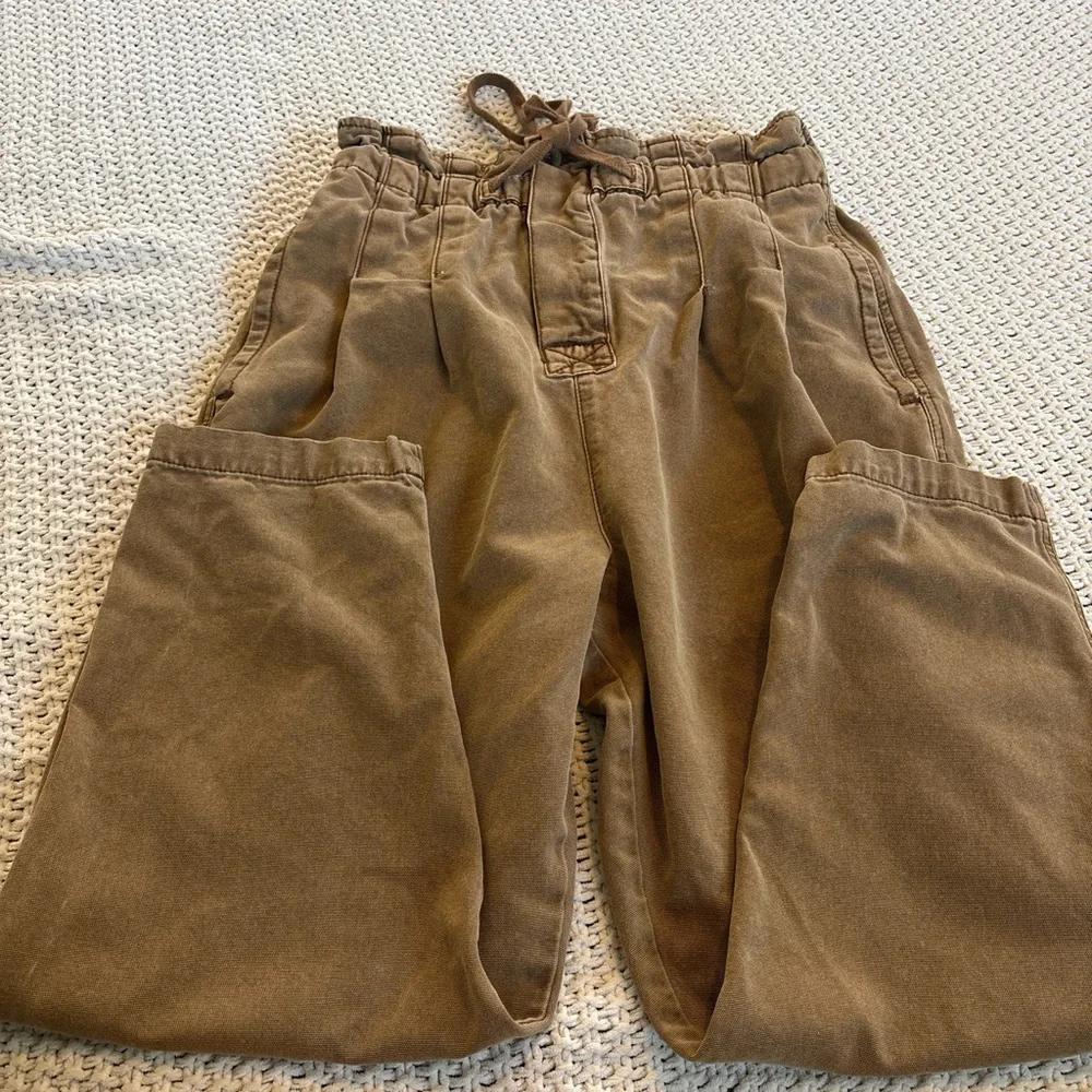 Free the people button fly ankle pleated pants/Brown high-waisted /drawstring /S - Picture 6 of 16